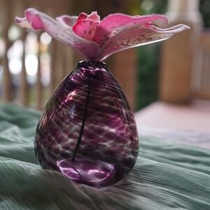 Purple Glass swirl mini Vase